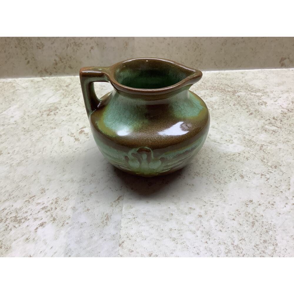 Frankoma Pottery Pitcher, Thunderbird/ Eagle Creamer Model - Prairie Green glaze